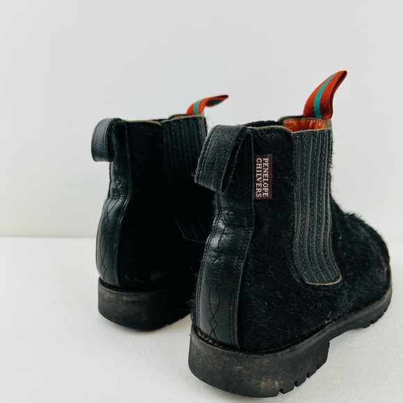 Penelope Chilvers Oscar Black Pony Skin Pull Tab Ankle Chelsea Boots UK 5 - Picture 11 of 12